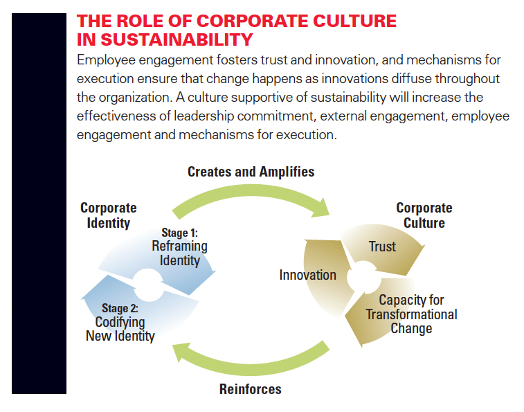 a chart showing the role of corporate culture in sustainability
